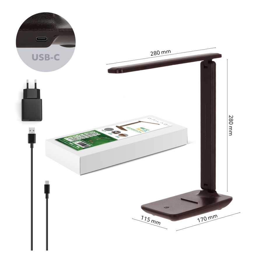 Brilagi - Candeeiro de mesa LED dimerizável MODO LED/7W/230V 3000/4000/6500K castanho