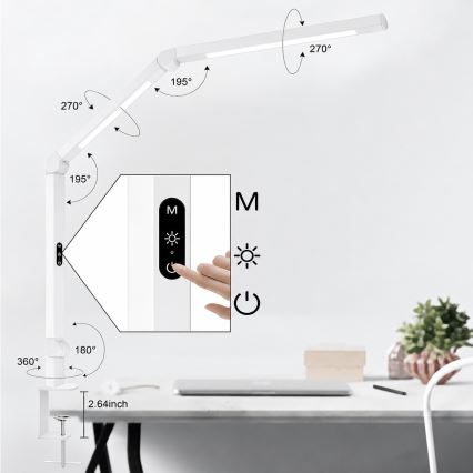 Brilagi - Candeeiro de mesa flexível tátil com dimmer VARIO LED/12W/230V 3000/4000/5000/6500K CRI 92 branco