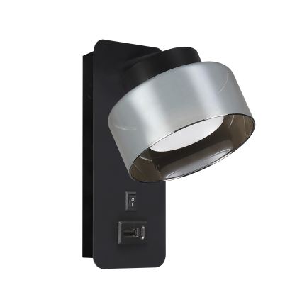 Brilagi - LED Lâmpada de parede com porta USB AURA LUX 1xGX53/30W/230V preta/fumê