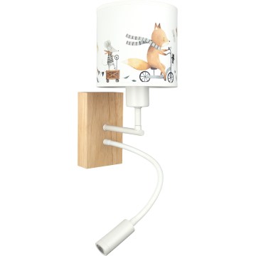 Brilagi - LED Lâmpada de parede infantil flexível BOBO WOOD 1xE27/25W/230V + LED/3W carvalho/branco/animais