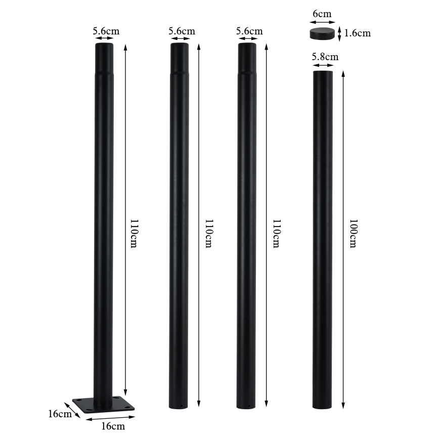 Brilagi - Lâmpada LED de rua para exterior com poste de 4 m URBANSPARK LED/120W/230V preta IP65