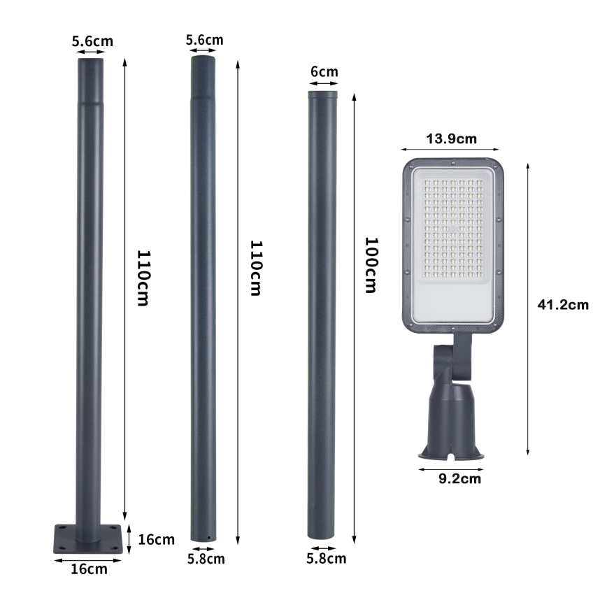 Brilagi - Candeeiro de rua LED para exterior com poste de 3 m e braço articulado URBANLIGHT LED/50W/230V antracite IP65