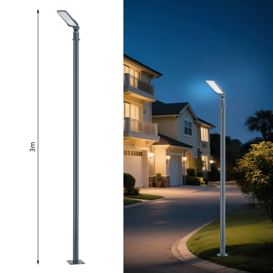 Brilagi - Candeeiro de rua LED para exterior com poste de 3 m e braço articulado URBANLIGHT LED/50W/230V antracite IP65