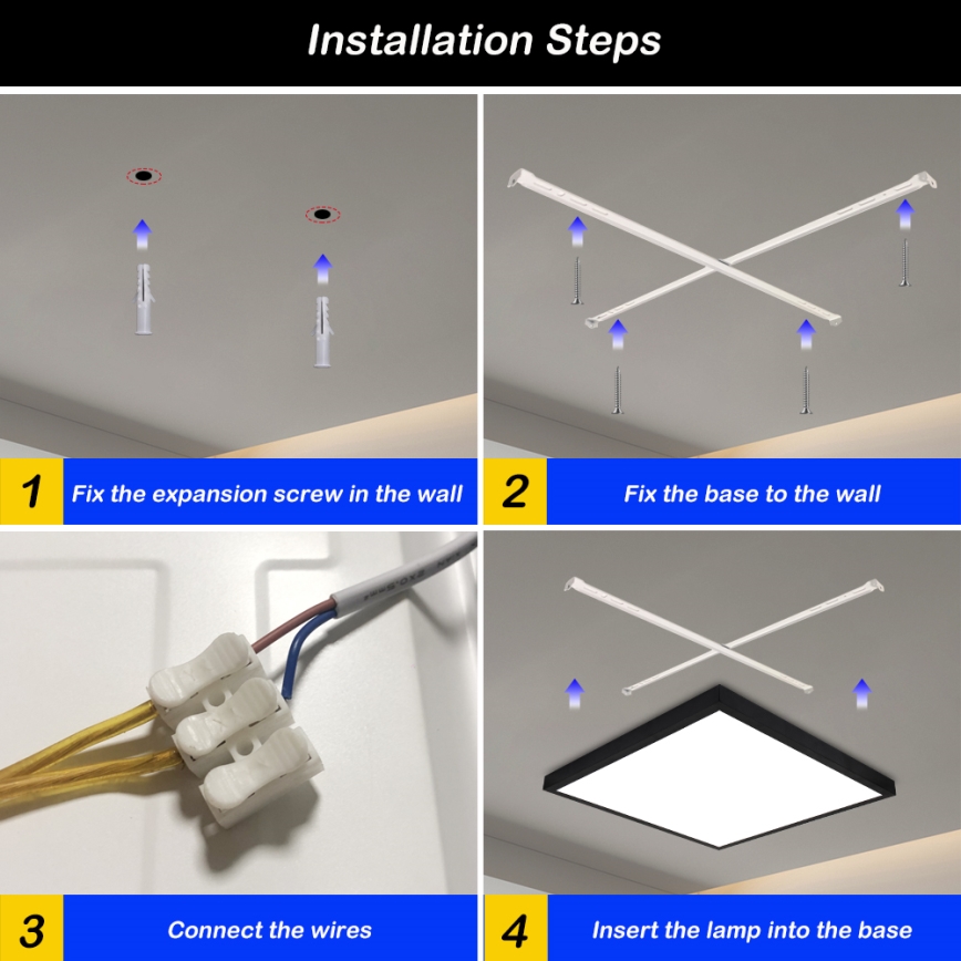 Brilagi - Candeeiro de teto LED dimerizável para casa de banho FRAME SMART LED/50W/230V 60x60 cm 3000-6000K IP44 preto + comando remoto