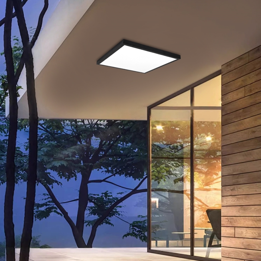 Brilagi - Candeeiro de teto LED dimerizável para casa de banho FRAME SMART LED/50W/230V 60x60 cm 3000-6000K IP44 preto + comando remoto