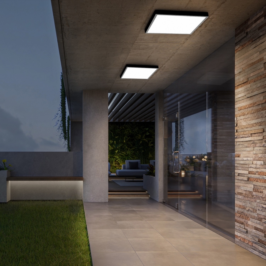 Brilagi - Candeeiro de teto LED dimerizável para casa de banho FRAME SMART LED/50W/230V 60x60 cm 3000-6000K IP44 preto + comando remoto