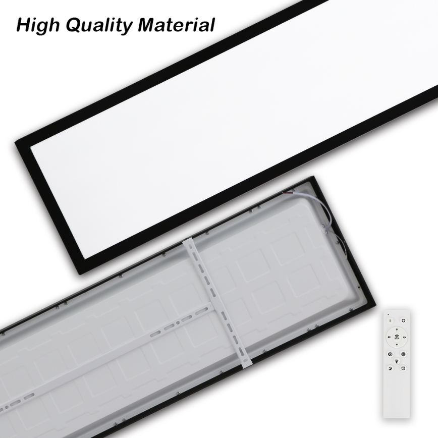 Brilagi - Candeeiro de tecto LED dimerizável para casa de banho FRAME SMART LED/50W/230V 120x30 cm 3000-6000K IP44 preto + controlo remoto