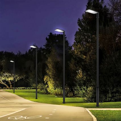 Brilagi - Luminária LED de rua exterior com poste e braço articulado 5 m URBANLIGHT LED/200W/230V preta IP65