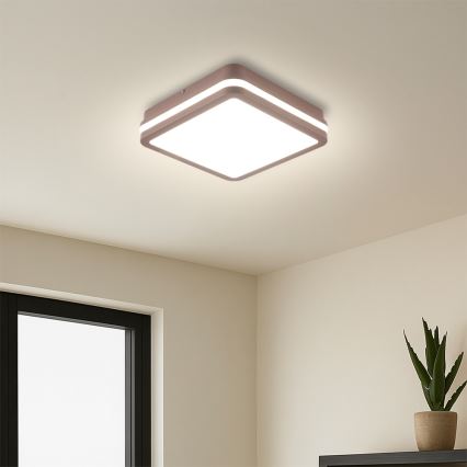 Brilagi - Luminária de teto para exterior com sensor BENE LED/18W/230V 21,5x21,5 cm castanha IP54