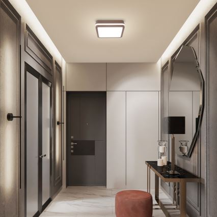 Brilagi - Luminária de teto para exterior com sensor BENE LED/18W/230V 21,5x21,5 cm castanha IP54