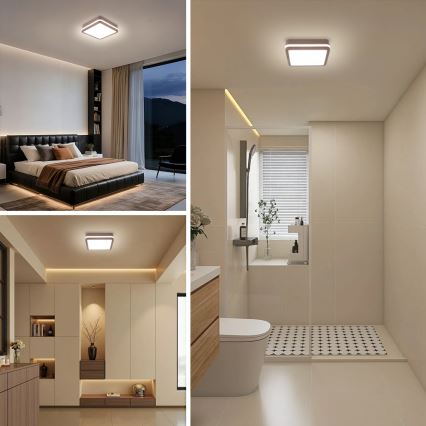Brilagi - Luminária de teto para exterior com sensor BENE LED/18W/230V 21,5x21,5 cm castanha IP54