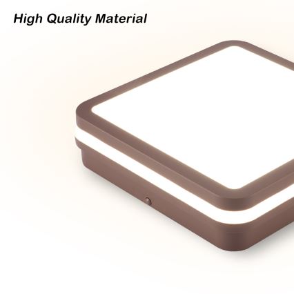 Brilagi - Luminária de teto para exterior com sensor BENE LED/18W/230V 21,5x21,5 cm castanha IP54