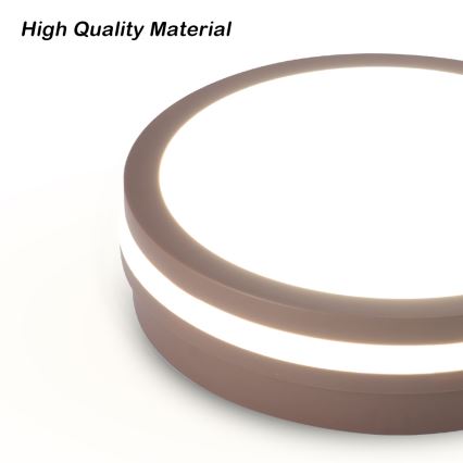 Brilagi - Candeeiro de tecto LED para exterior com sensor BENE LED/18W/230V Ø 21,5 cm castanho IP54