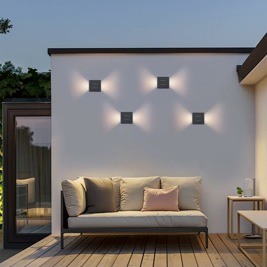 Brilagi -LED Luminária de parede exterior DOUBLERAY LINE LED/6W/230V antracite IP54