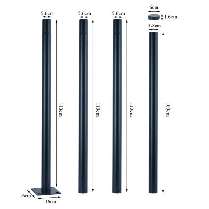 Brilagi - Luminária de rua LED para exterior com poste de 4 m URBANSPARK LED/120W/230V antracite IP65