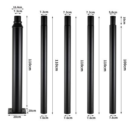 Brilagi - Luminária de rua LED para exterior com poste de 5 m URBANSPARK LED/120W/230V preta IP65