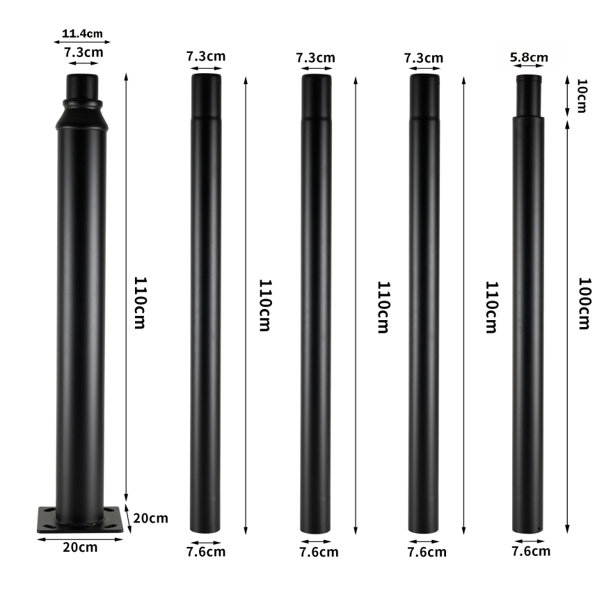 Brilagi - Luminária de rua LED para exterior com poste de 5 m URBANSPARK LED/120W/230V preta IP65