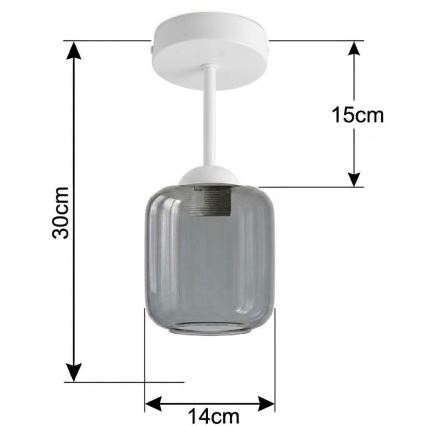 BRILAGI - LED Lustre de tecto de fixação superficial RETRO GLASS 1xE27/60W/230V Ø 14 cm branco/cinzento fumado