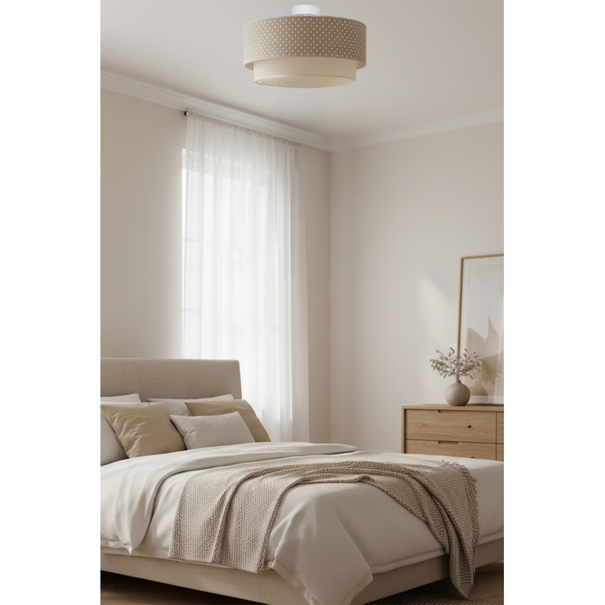 Brilagi - Candeeiro de teto LED de sobrepor BOHO BOBO 1xE27/60W/230V Ø 40 cm padrão de bolinhas bege/creme