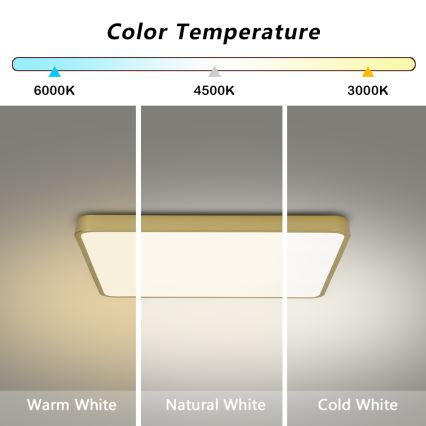 Brilagi - Luminária de teto LED dimerizável POOL LED/36W/230V 3000-6000K 40x40 cm dourada + comando remoto