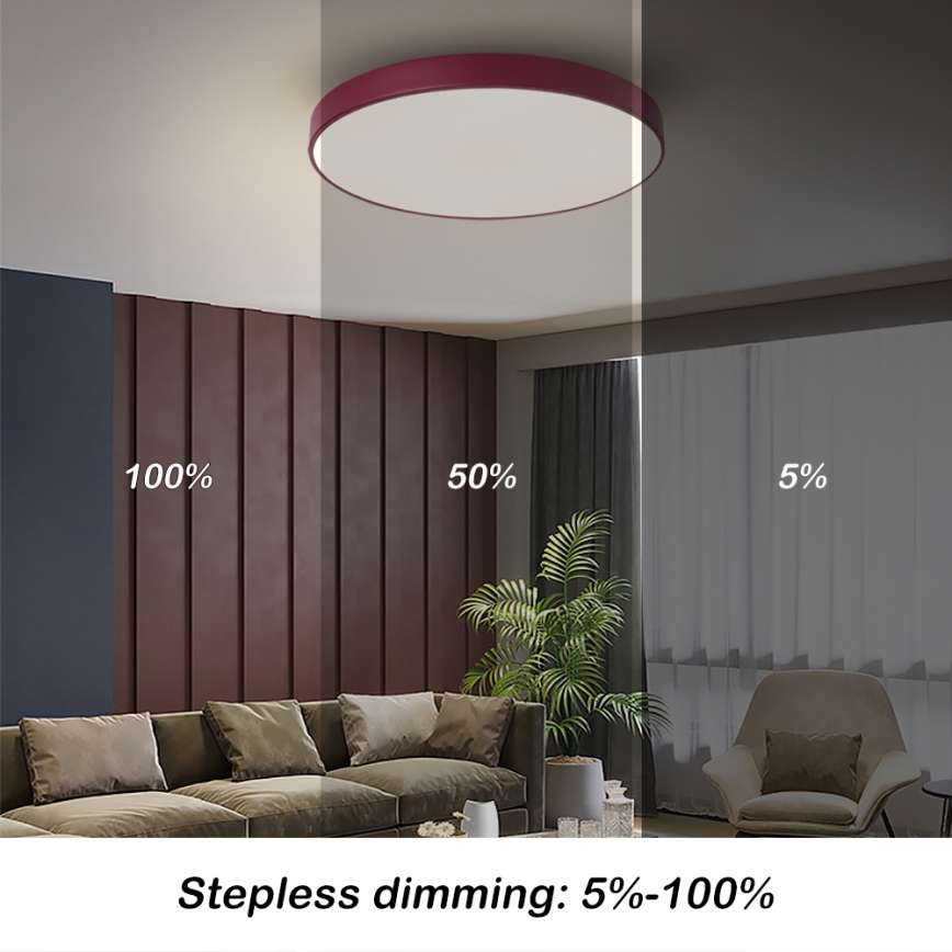 Brilagi - Luminária de teto LED dimerizável POOL LED/60W/230V 3000-6000K Ø 50 cm bordô + controlo remoto