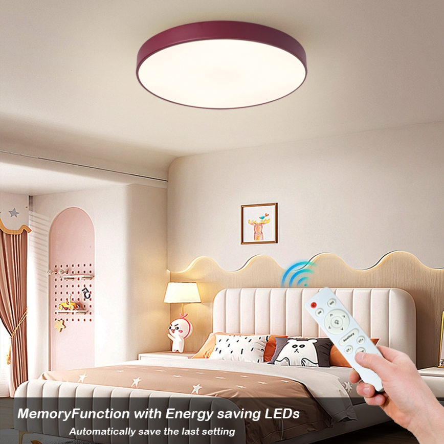 Brilagi - Luminária de teto LED dimerizável POOL LED/60W/230V 3000-6000K Ø 50 cm bordô + controlo remoto
