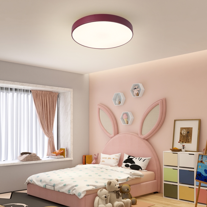 Brilagi - Luminária de teto LED dimerizável POOL LED/60W/230V 3000-6000K Ø 50 cm bordô + controlo remoto