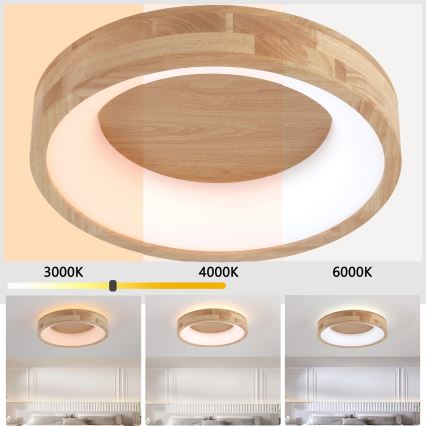 Brilagi - Candeeiro de tecto LED FALCON WOOD LED/30W/230V 3000/4000/6000K Ø 45 cm, madeira