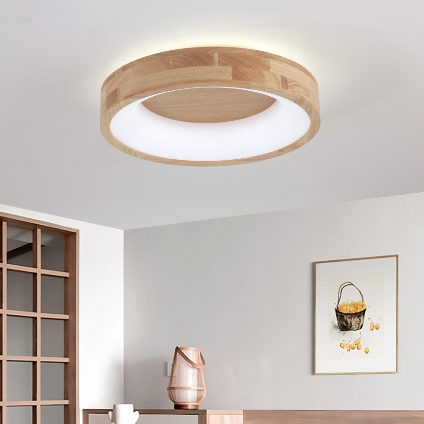 Brilagi - Candeeiro de tecto LED FALCON WOOD LED/30W/230V 3000/4000/6000K Ø 45 cm, madeira
