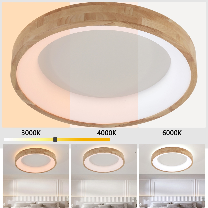 Brilagi - Candeeiro de teto LED FALCON WOOD LED/40W/230V 3000/4000/6000K Ø 60 cm madeira