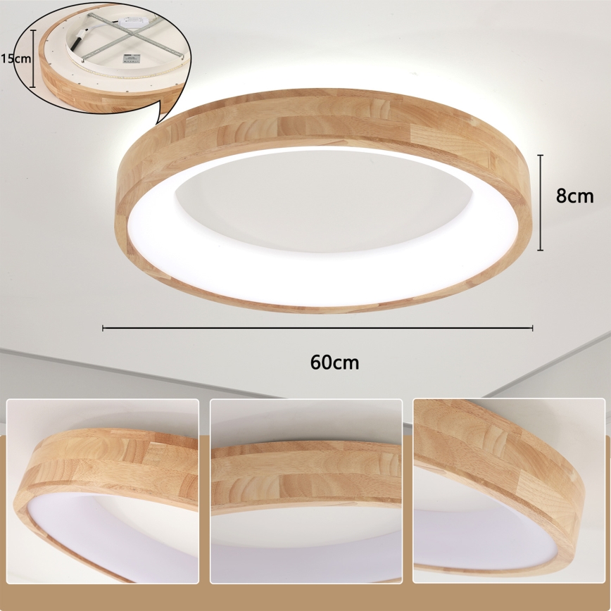 Brilagi - Candeeiro de teto LED FALCON WOOD LED/40W/230V 3000/4000/6000K Ø 60 cm madeira