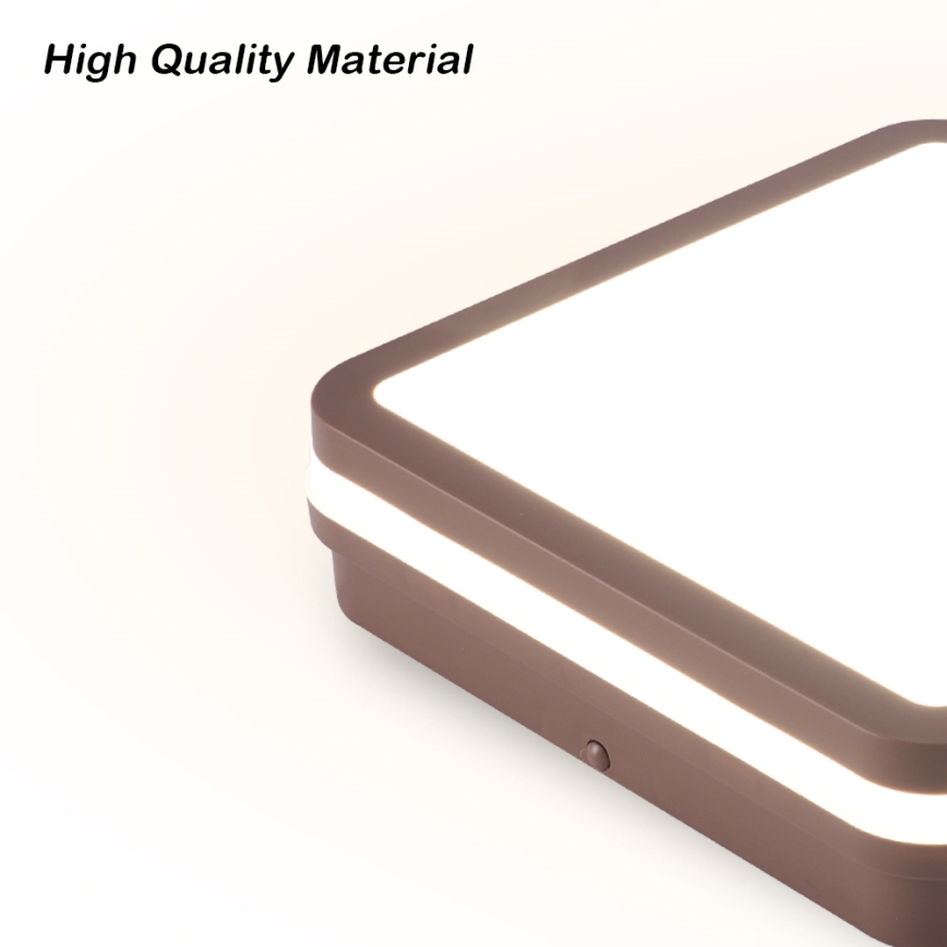 Brilagi - Plafon LED de exterior BENE LED/24W/230V 26x26 cm castanho IP54