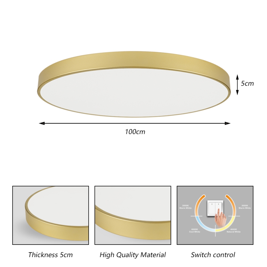 Brilagi - Luminária de Teto LED POOL LED/128W/230V 3000/4000/6000K Ø 100 cm dourada