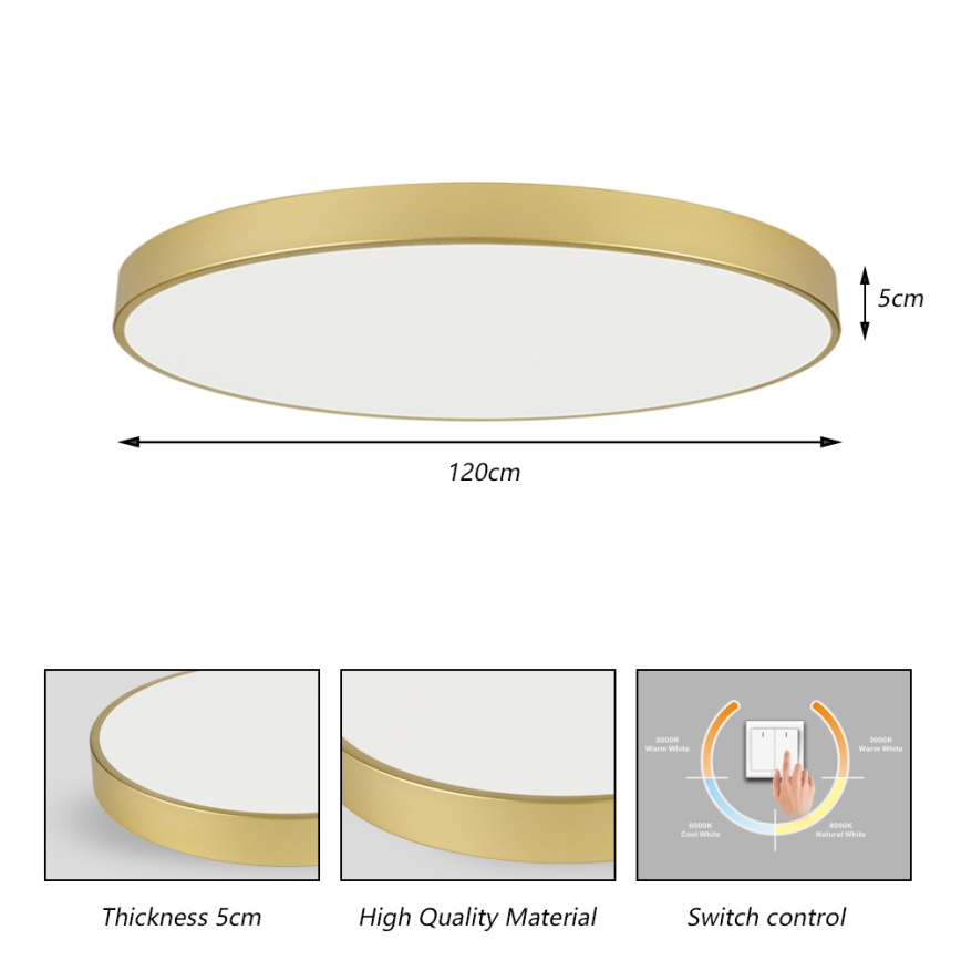 Brilagi - Candeeiro de tecto LED POOL LED/180W/230V 3000/4500/6000K diâmetro 120 cm dourado