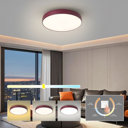 Brilagi - Candeeiro de teto LED POOL LED/48W/230V 3000/4000/6000K Ø 40 cm bordô