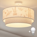 Brilagi-LED Luminária de teto sobreposta infantil BOBO 1xE27/60W/230V Ø40 cm creme/cinzento/azul real