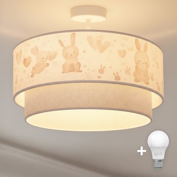 Brilagi-LED Luminária de teto sobreposta infantil BOBO 1xE27/60W/230V Ø40 cm creme/cinzento/azul real
