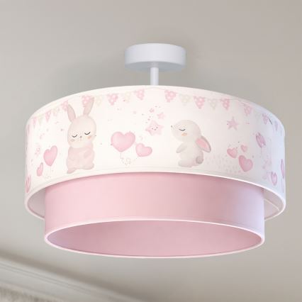 BRILAGI - LED Plafon infantil sobreposto BOBO 1xE27/60W/230V Ø 40 cm creme/rosa/coelhinhos