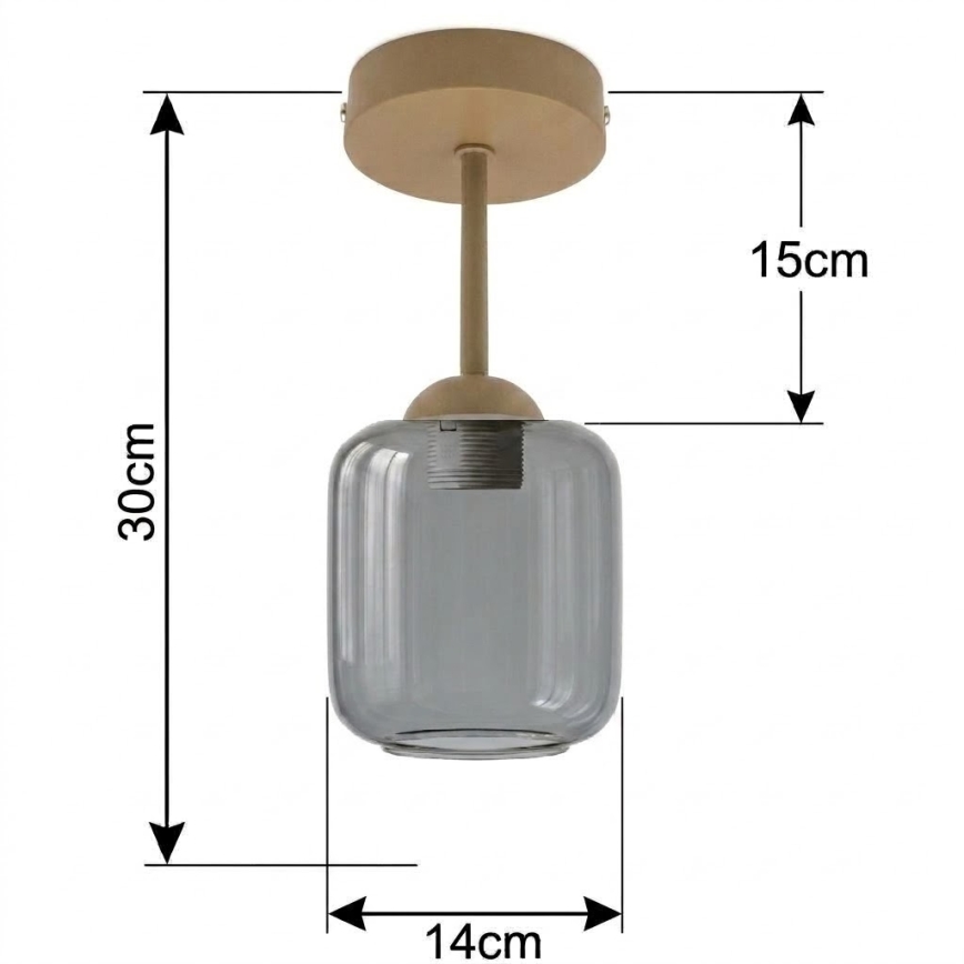 BRILAGI - LED lustre de teto sobreposto RETRO GLASS 1xE27/60W/230V Ø 14 cm bege/cinzento fumê
