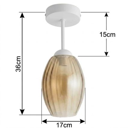 BRILAGI - Luminária de teto LED RETRO GLASS 1xE27/60W/230V Ø 17 cm branco/bege fumê