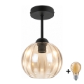 BRILAGI - LED Luminária de Teto Sobreposta RETRO GLASS 1xE27/60W/230V diâmetro 18 cm preto/bege fumê
