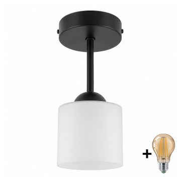 BRILAGI - LED luminária de teto sobreposta RETRO GLASS 1xE27/60W/230V Ø 10 cm preta/branca