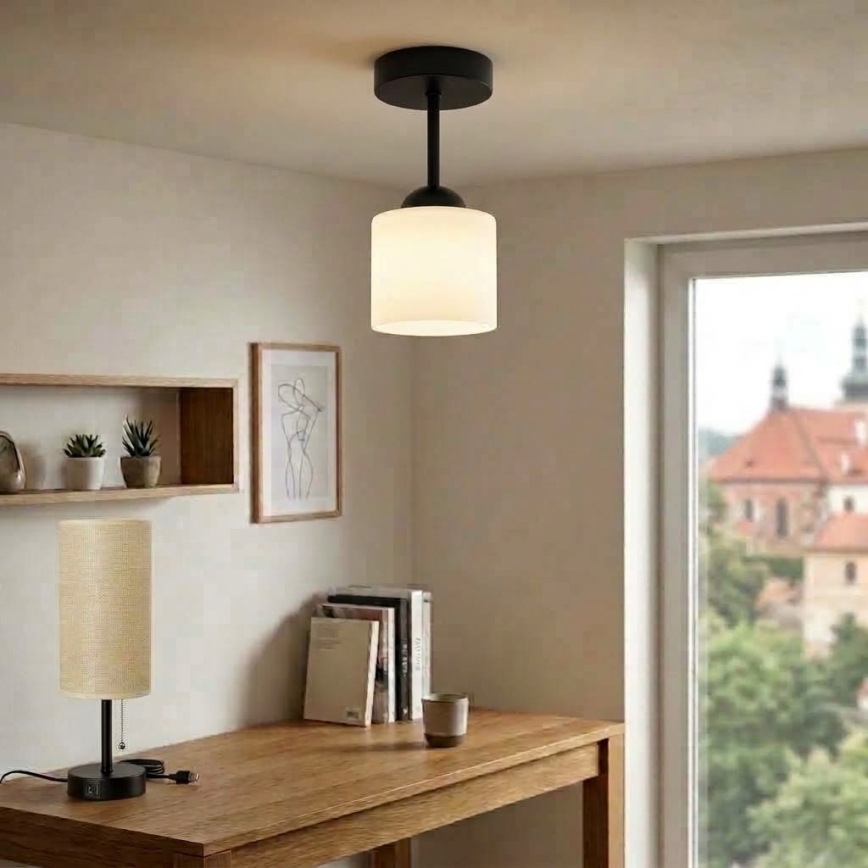 BRILAGI - LED luminária de teto sobreposta RETRO GLASS 1xE27/60W/230V Ø 10 cm preta/branca