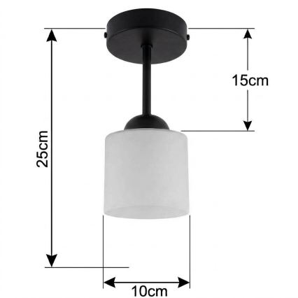 BRILAGI - LED luminária de teto sobreposta RETRO GLASS 1xE27/60W/230V Ø 10 cm preta/branca