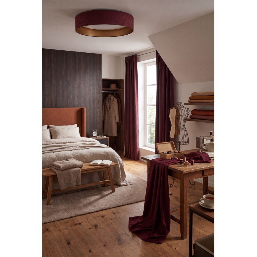 Brilagi - Candeeiro de teto LED VELVET SIMPLE LED/36W/230V 3000K Ø 55 cm bordô/dourado
