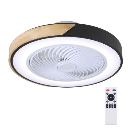 Brilagi - Luminária de teto LED dimmerizável com ventilador LED/30W/230V 3000-6500K preto/carvalho + comando à distância