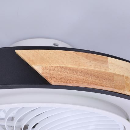 Brilagi - Luminária de teto LED dimmerizável com ventilador LED/30W/230V 3000-6500K preto/carvalho + comando à distância