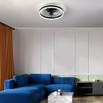 Brilagi - Luminária de teto LED dimmerizável com ventilador LED/30W/230V 3000-6500K preta + controlo remoto