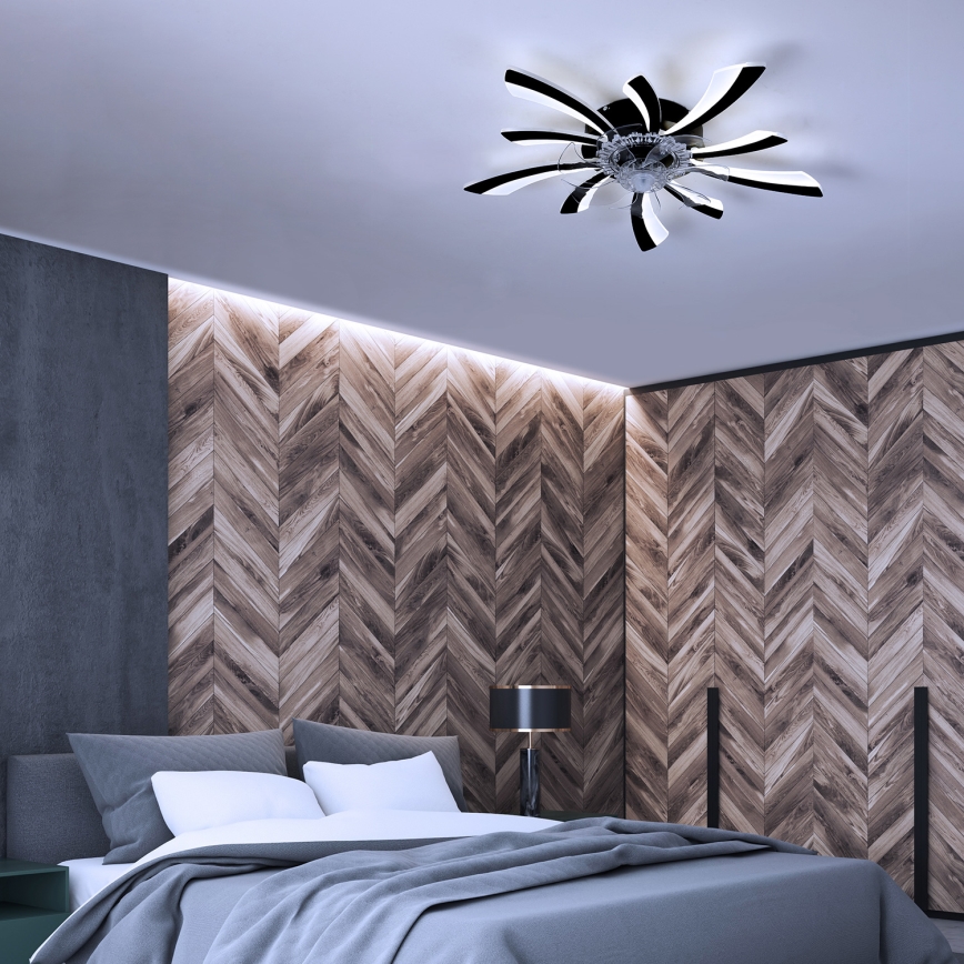 Brilagi - Luminária de teto LED dimmerizável com ventilador LED/50W/230V 3000-6500K preta + controlo remoto