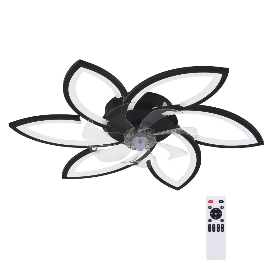 Brilagi - Luminária de teto LED dimmerizável com ventilador LED/50W/230V 3000-6500K preta + controlo remoto
